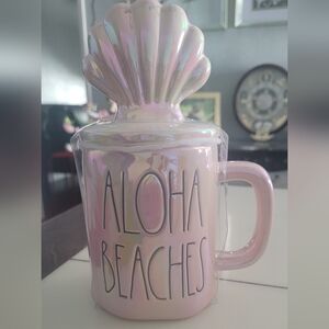 Rae Dunn ALOHA BEACHES Large Mug with Topper NEW without Tag